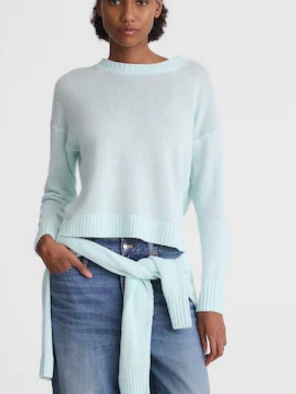 NWT Madewell Linen Drop-Shoulder Sweater in Aqua. Large. FRESH! - Picture 3 of 7